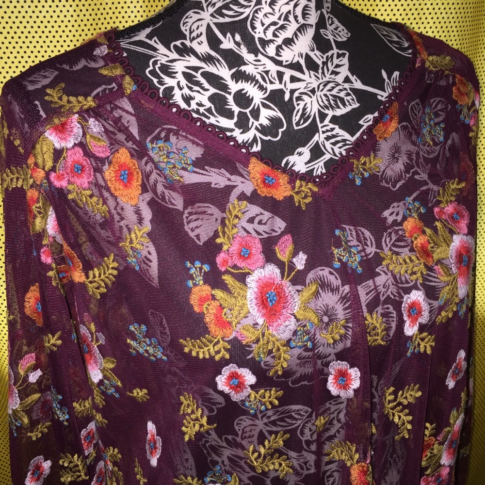 👚 Feather Bone Sheer Ruffled Blouse - Picture 5 of 6